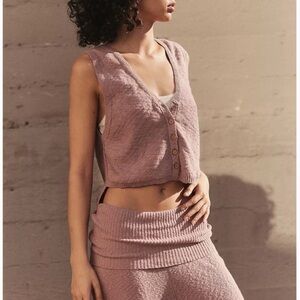 NWT FREE PEOPLE Ruby Sweater Vest & Pants (wood rose) XS
